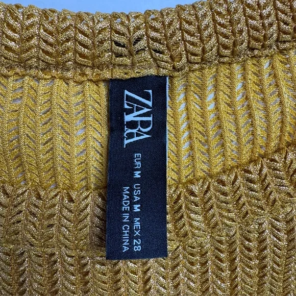 Zara Gold Ribbed Long Sleeve Top - Picture 2 of 4